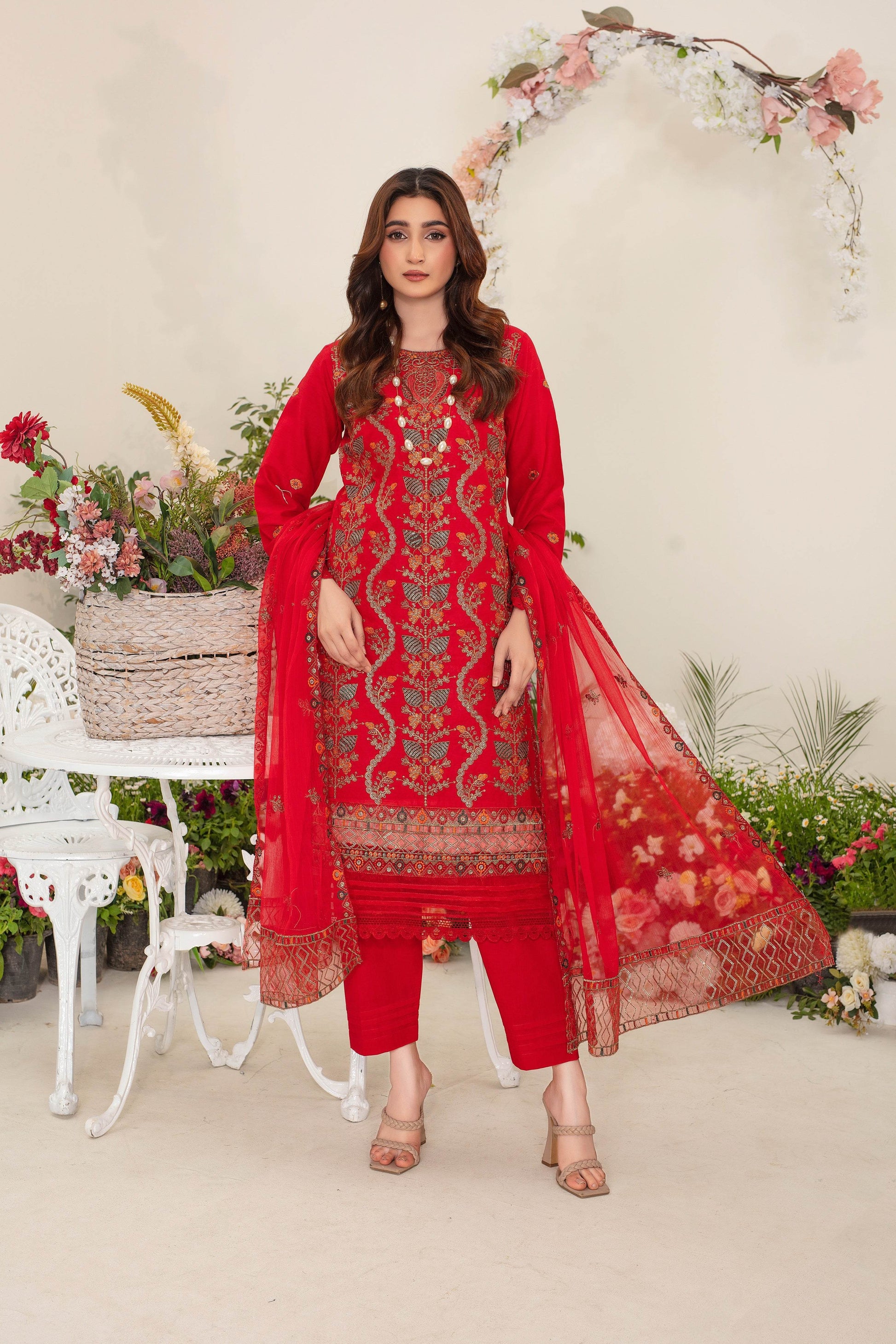Euphoria 3 piece full embroidered suit - Ayzal Minal