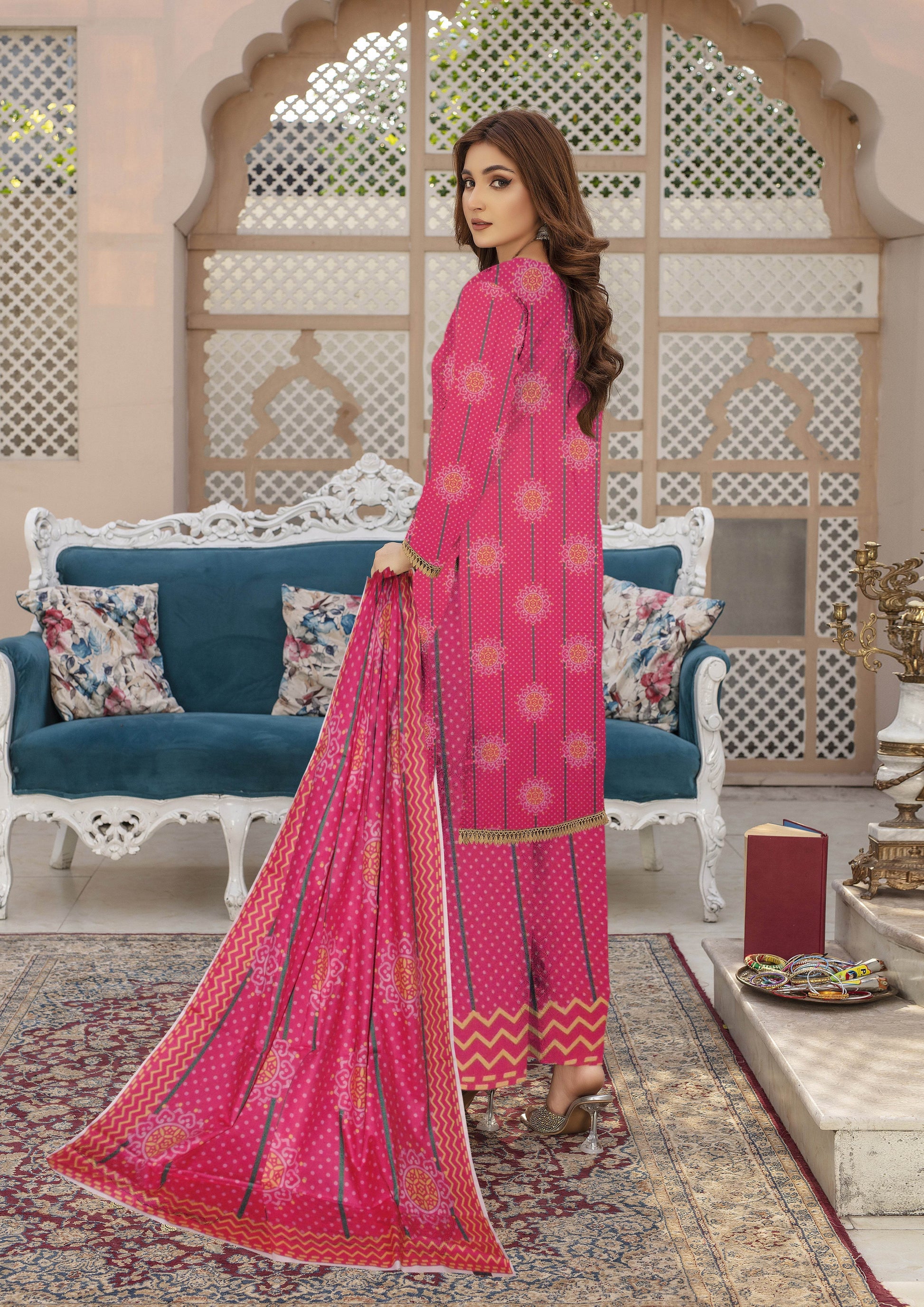 Blush - 03 Piece Digital Print - Ayzal Minal