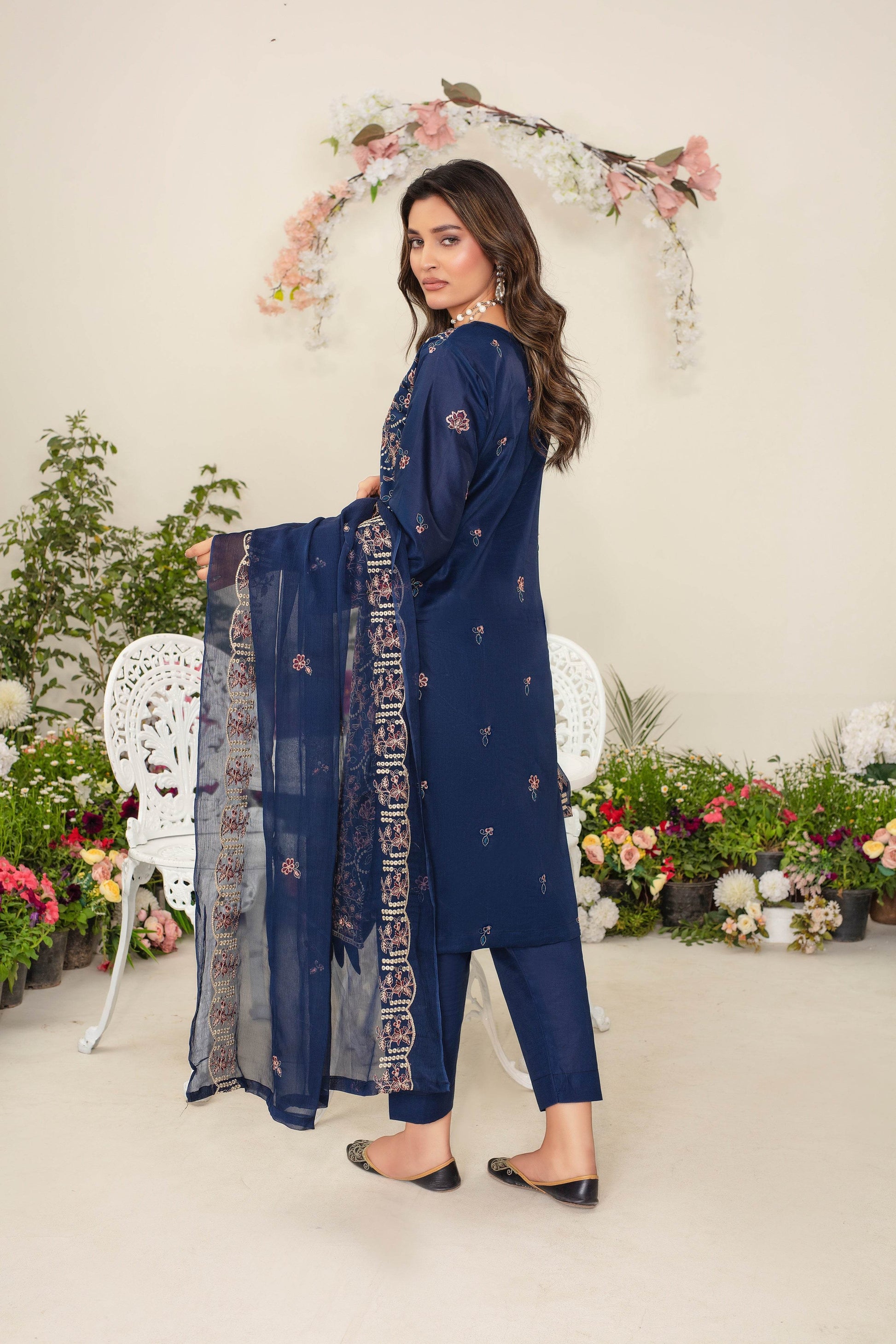 Aether 3 piece full embroidered suit - Ayzal Minal