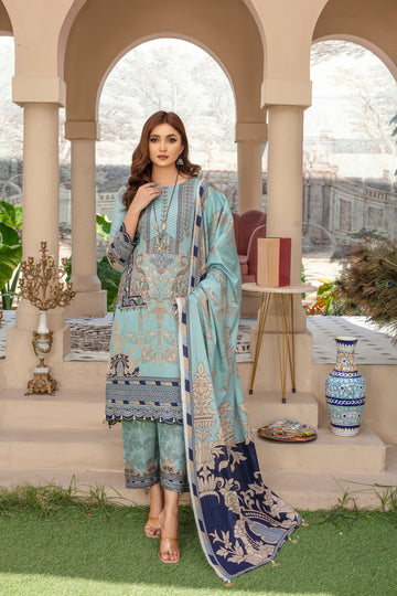 Oasis - 03 Piece Unstitched Digital Print with Lawn Dupatta with dyed trouser