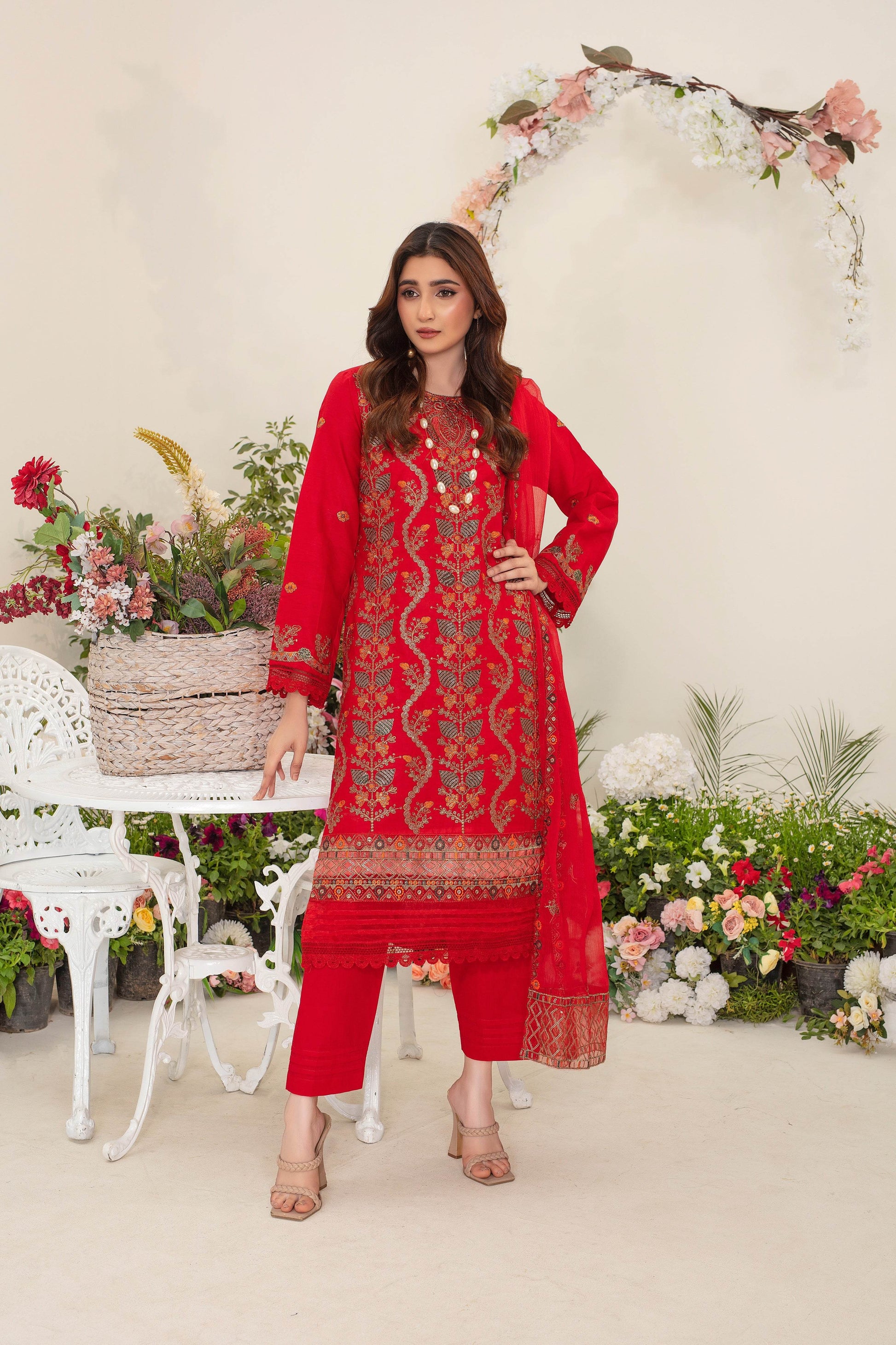 Euphoria 3 piece full embroidered suit - Ayzal Minal
