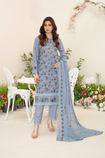 Saphira 3 piece full embroidered unstitched suit
