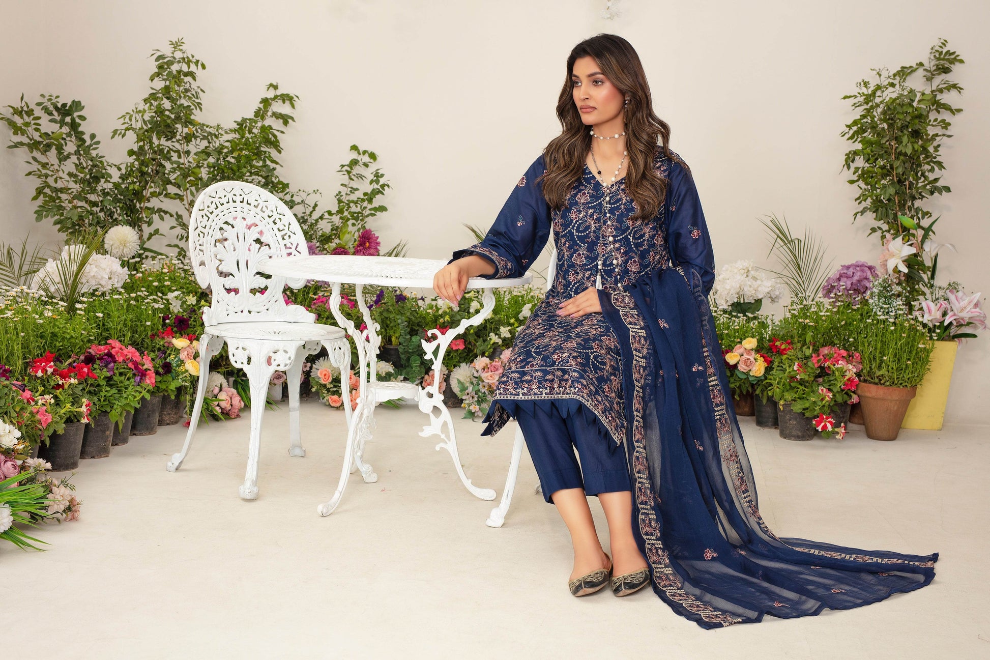 Aether 3 piece full embroidered suit - Ayzal Minal