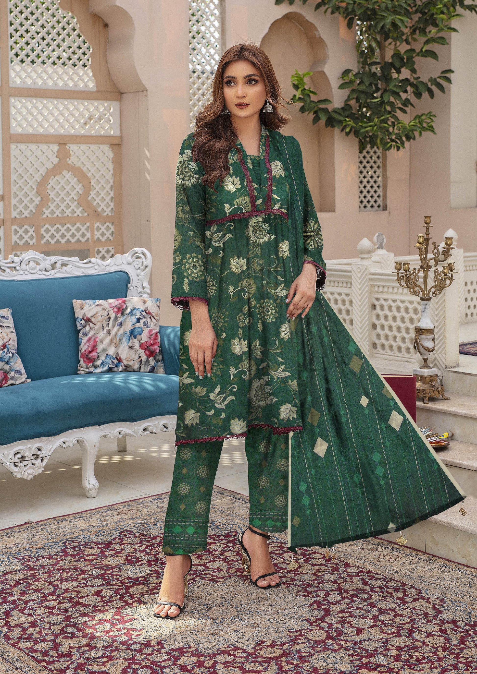 Izhar - 03 Piece Digital Print - Ayzal Minal