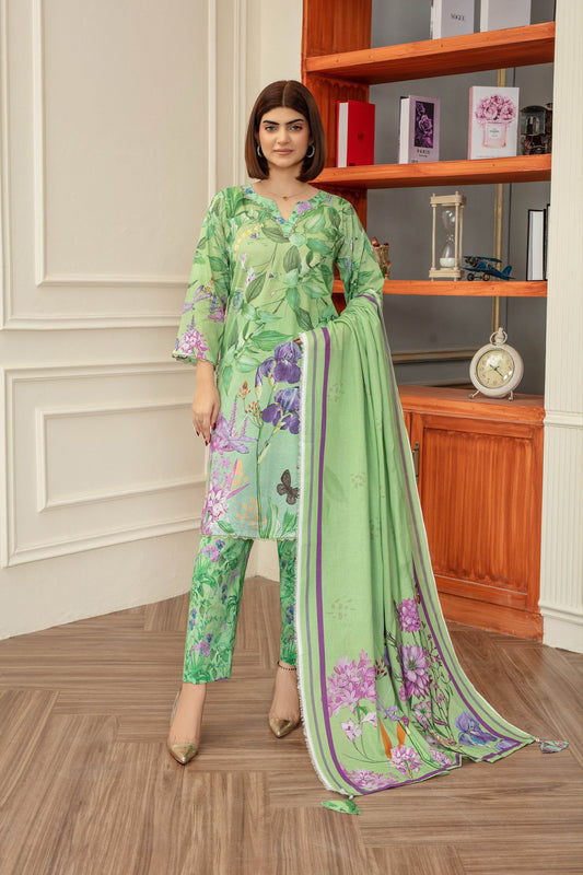 Gliss- Luxury 03 Piece Unstitched Digital Print Bana Dora - Ayzal Minal