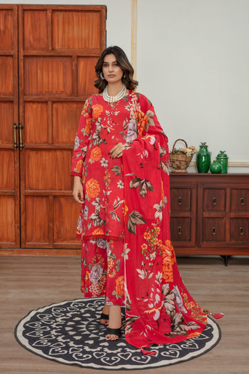 Sage- Luxury 03 Piece Unstitched Digital Print Bana Dora