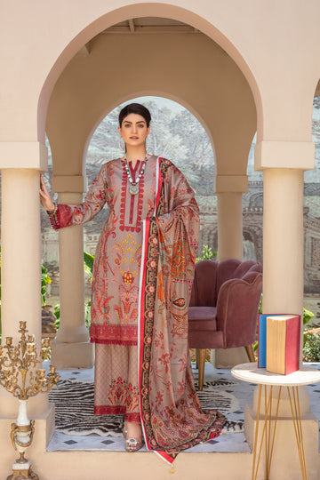 Heritage - 03 Piece Unstitched Digital Print with Lawn Dupatta