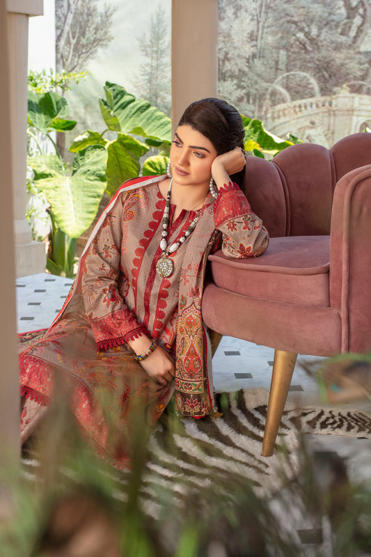 Heritage - 03 Piece Unstitched Digital Print with Lawn Dupatta