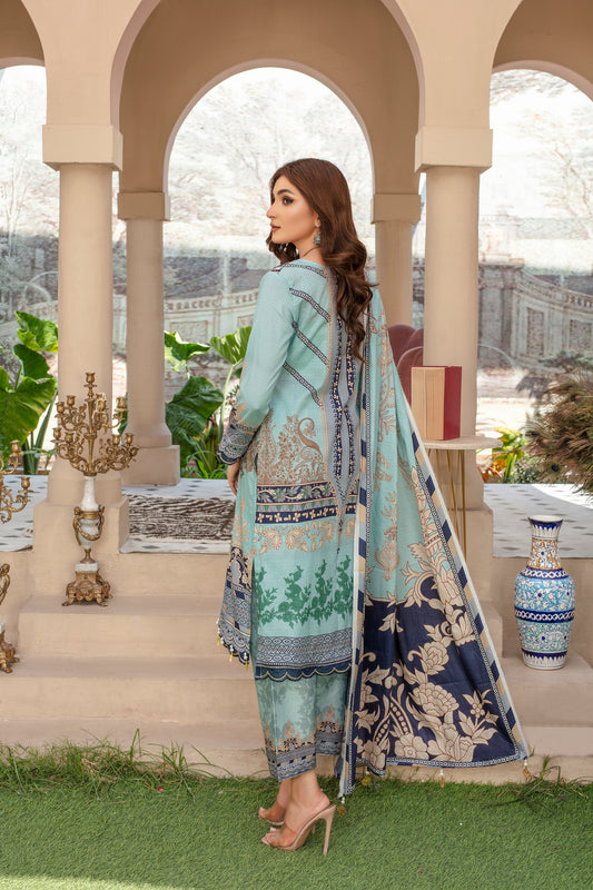 Oasis - 03 Piece Unstitched Digital Print with Lawn Dupatta