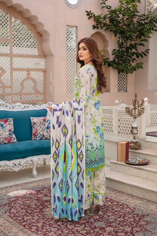 Prism - 03 Piece Unstitched Digital Print with Lawn Dupatta