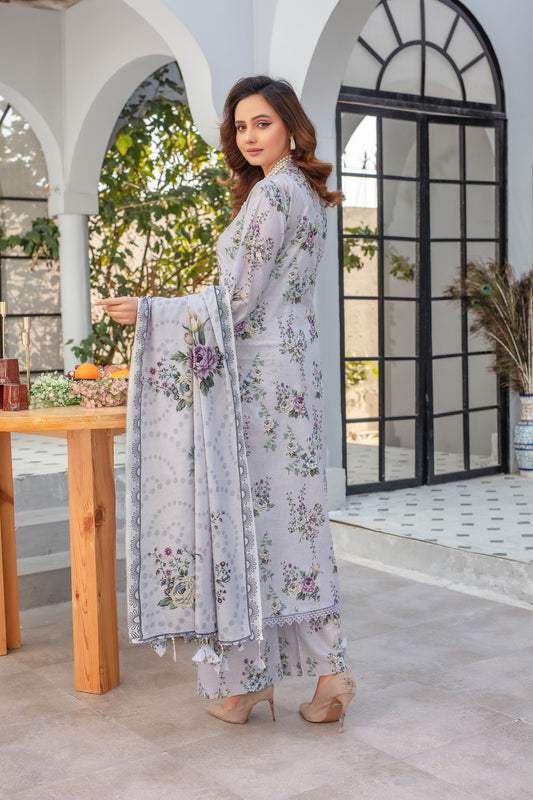 Zinnia- 03 Piece Unstitched Digital Print with Lawn Dupatta