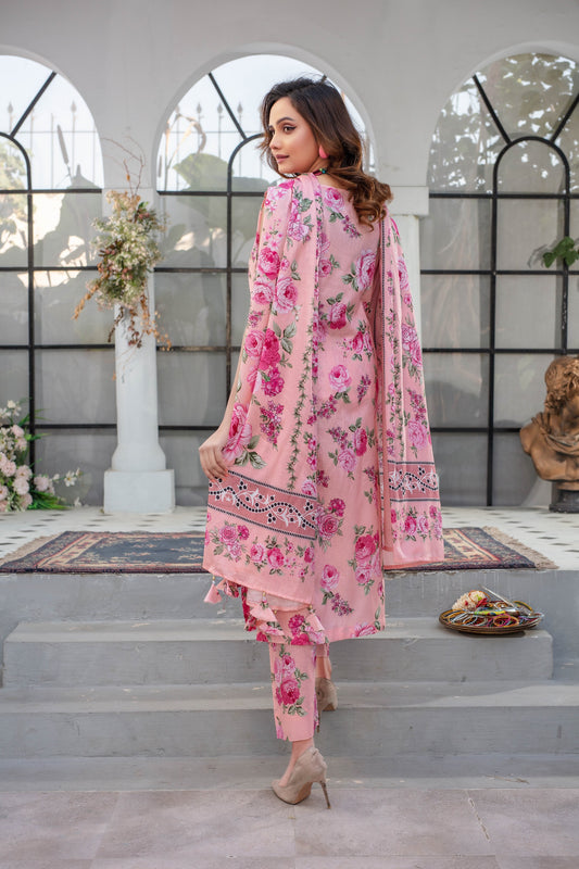 Fiora - 03 Piece Unstitched Digital Print with Lawn Dupatta