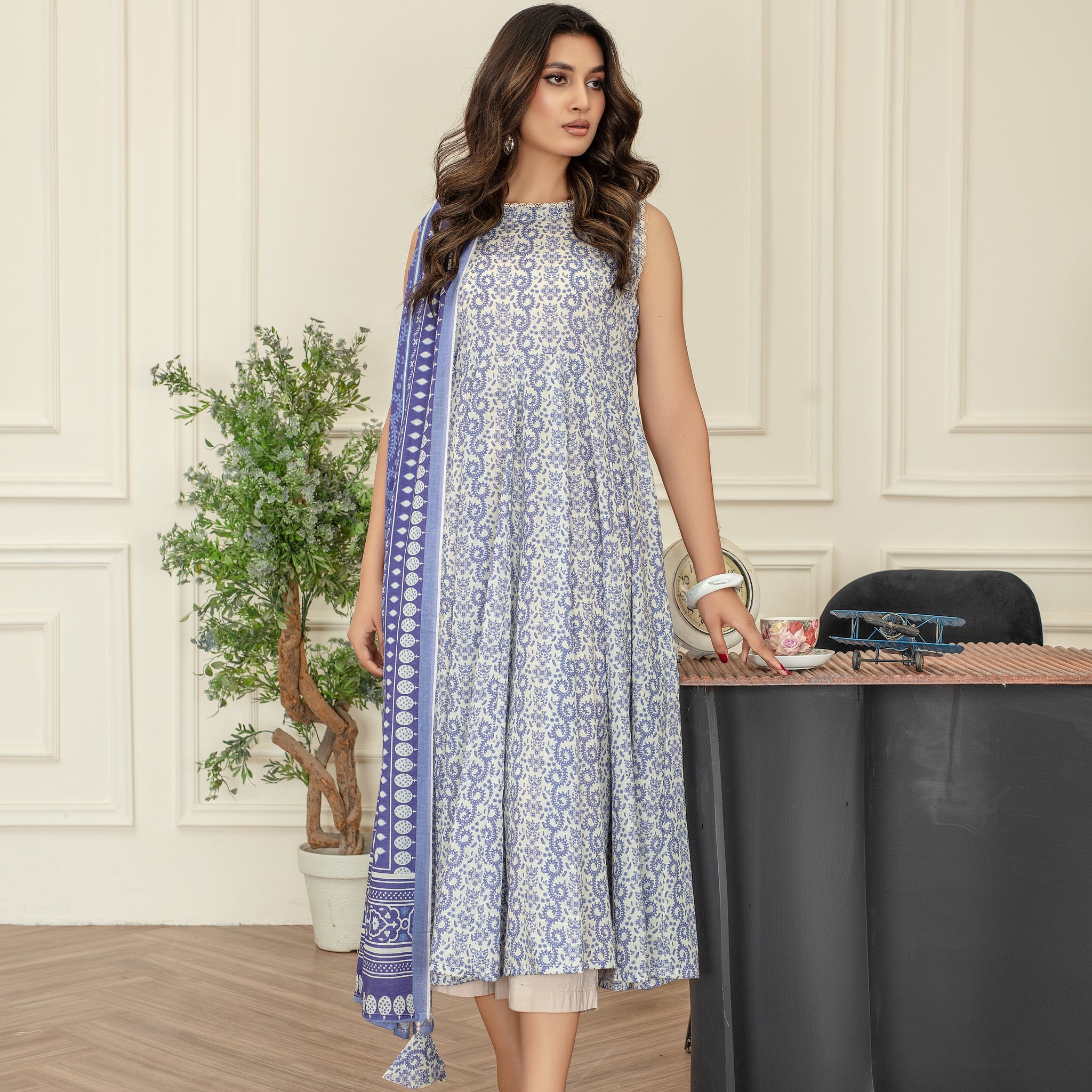 Zircon- Luxury 03 Piece Unstitched Digital Print Bana Dora