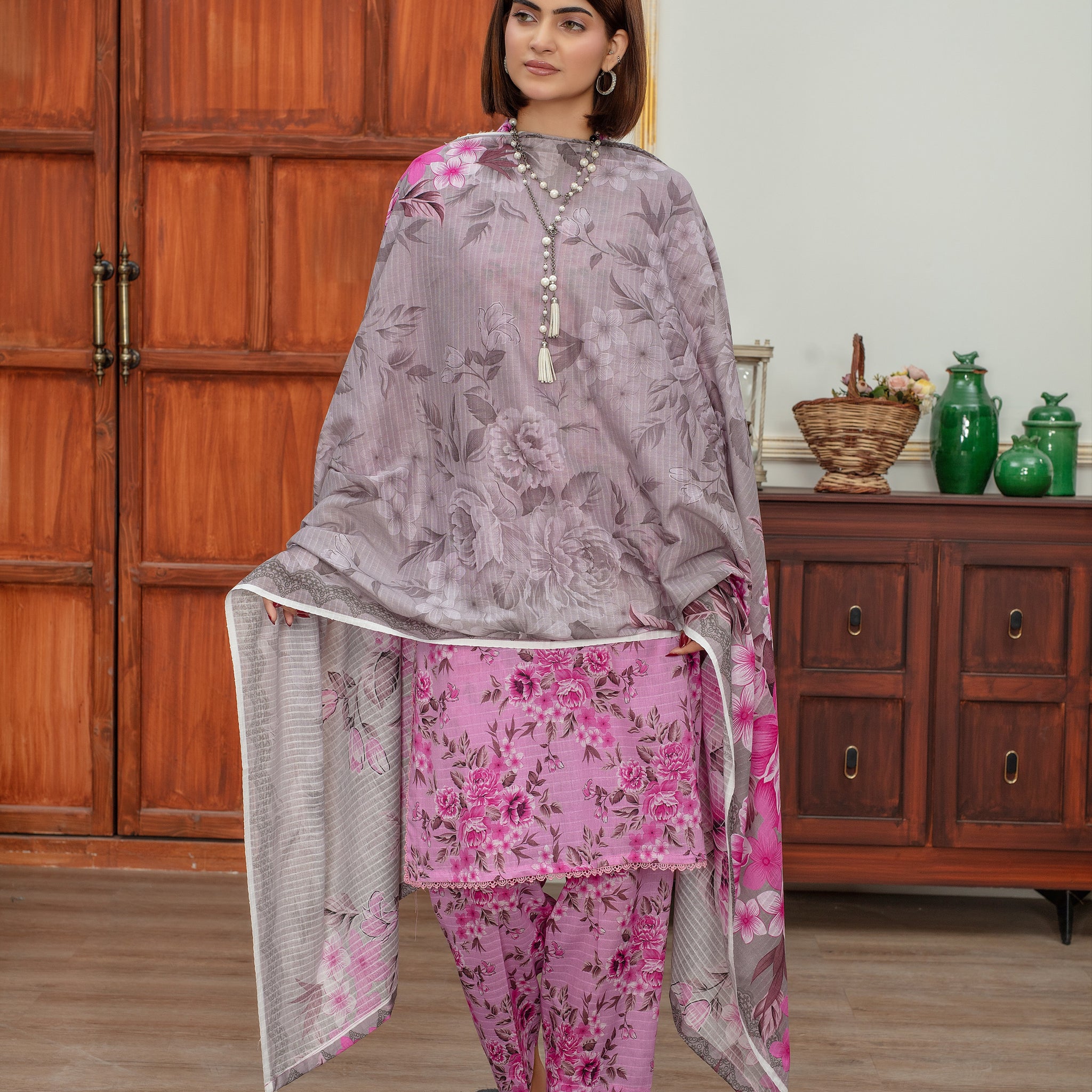Roselle- Luxury 03 Piece Unstitched Digital Print Bana Dora