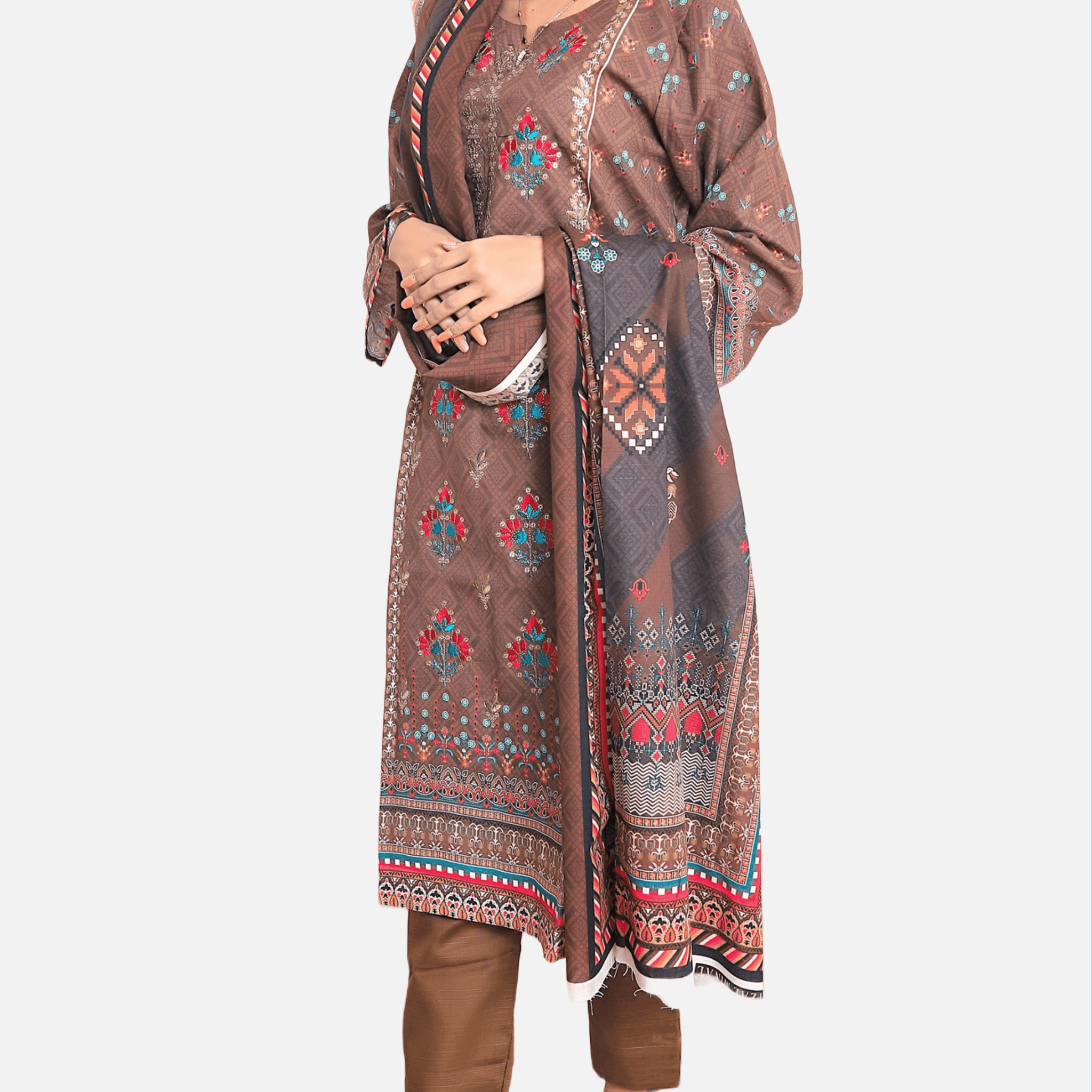 FROZEN TAPESTRY - 3 PIECE EMBROIDERED UNSTITCHED KHADDAR - Ayzal Minal
