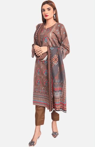 FROZEN TAPESTRY - 3 PIECE EMBROIDERED UNSTITCHED KHADDAR - Ayzal Minal