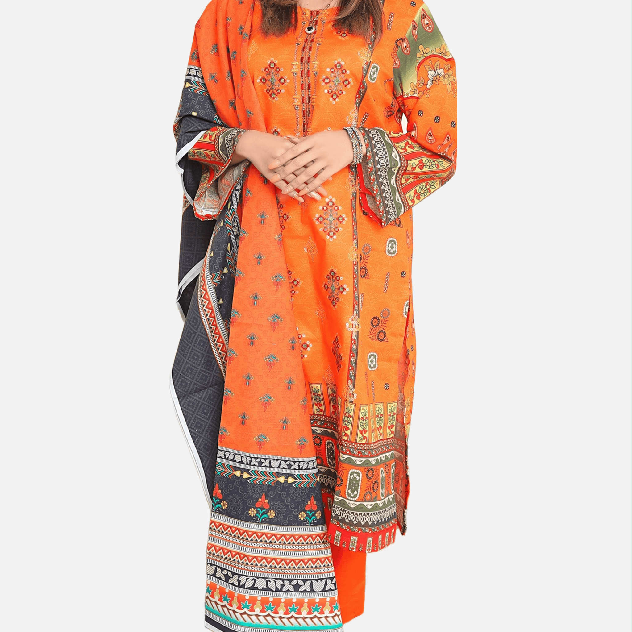 Autumn Mosaic - 3 PIECE EMBROIDERED UNSTITCHED KHADDAR - Ayzal Minal