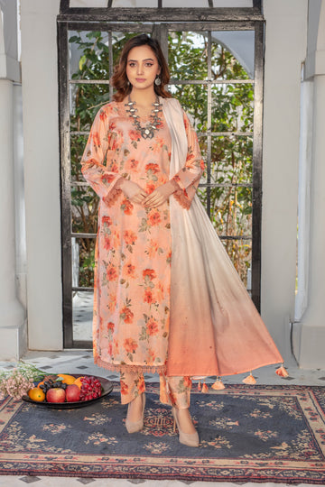 Saffira - 03 Piece Unstitched Digital Print with Lawn Dupatta