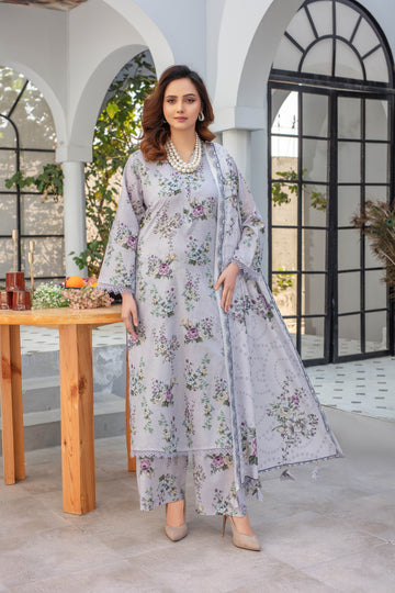 Zinnia- 03 Piece Unstitched Digital Print with Lawn Dupatta