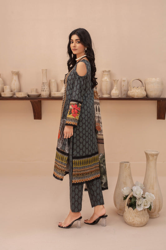 Eden - 03 Piece Unstitched Digital Print with Lawn Dupatta