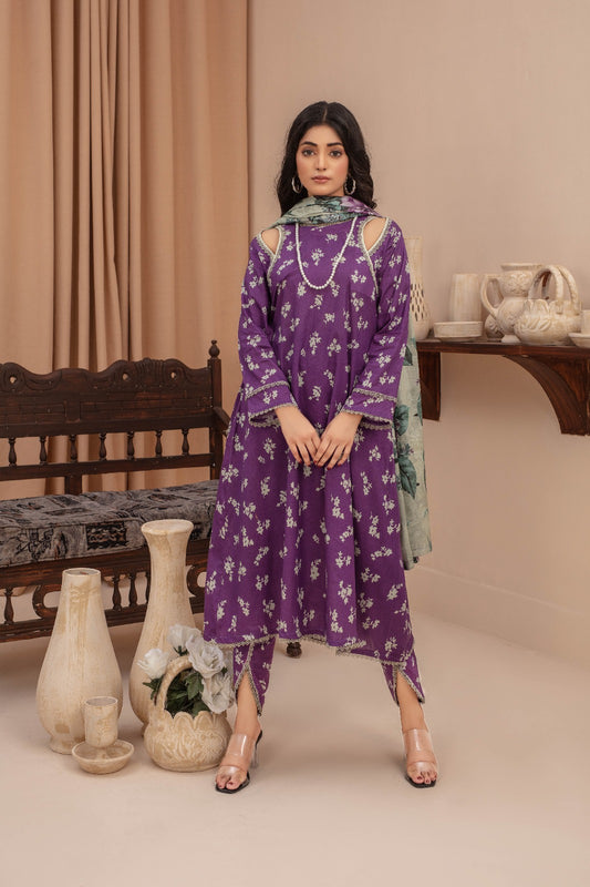 Iris - 03 Piece Unstitched Digital Print with Lawn Dupatta