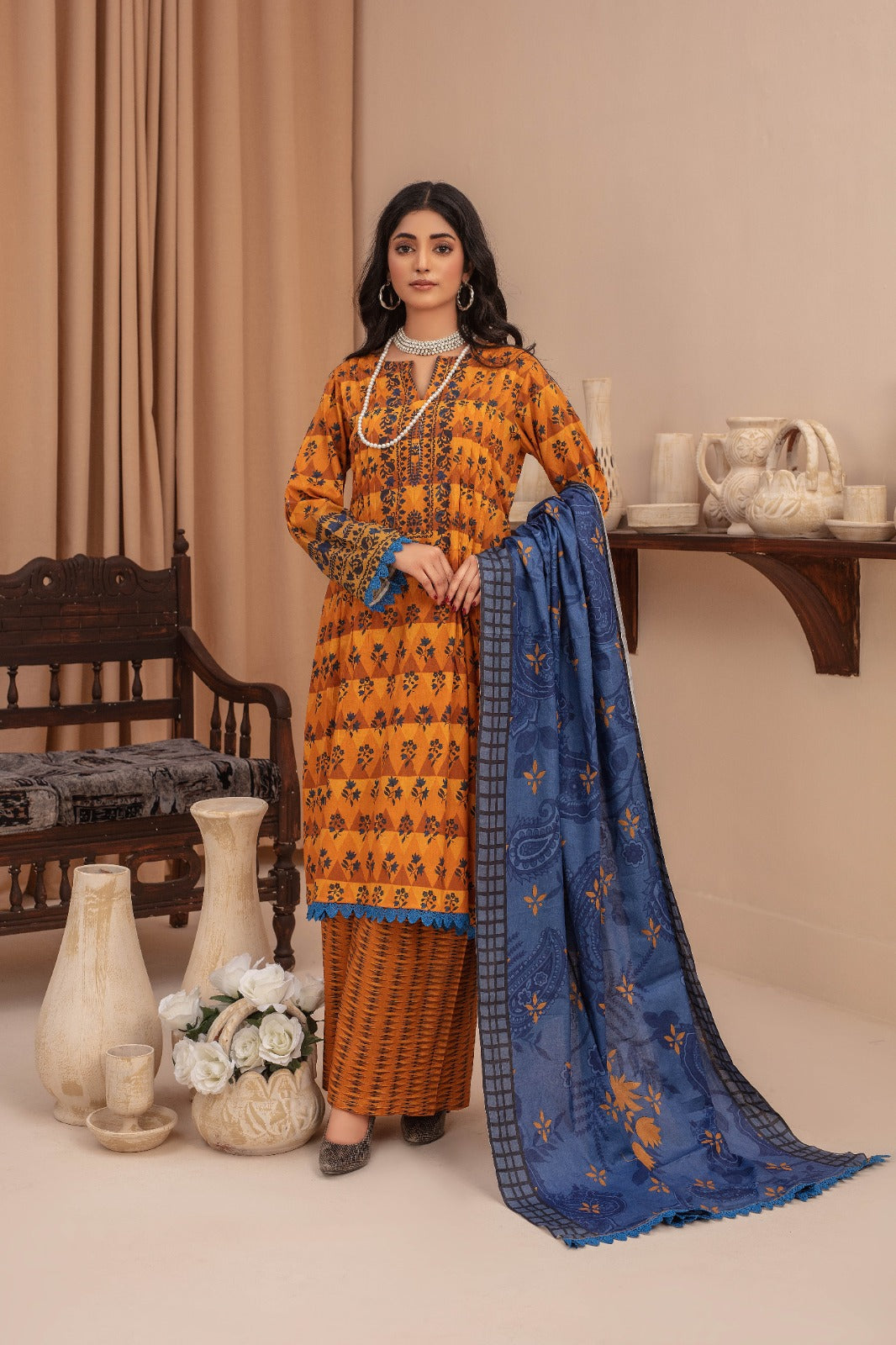 Sunset - 03 Piece Unstitched Digital Print with Lawn Dupatta